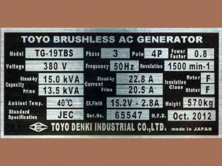 Дизельный генератор TOYO TG-19TBS